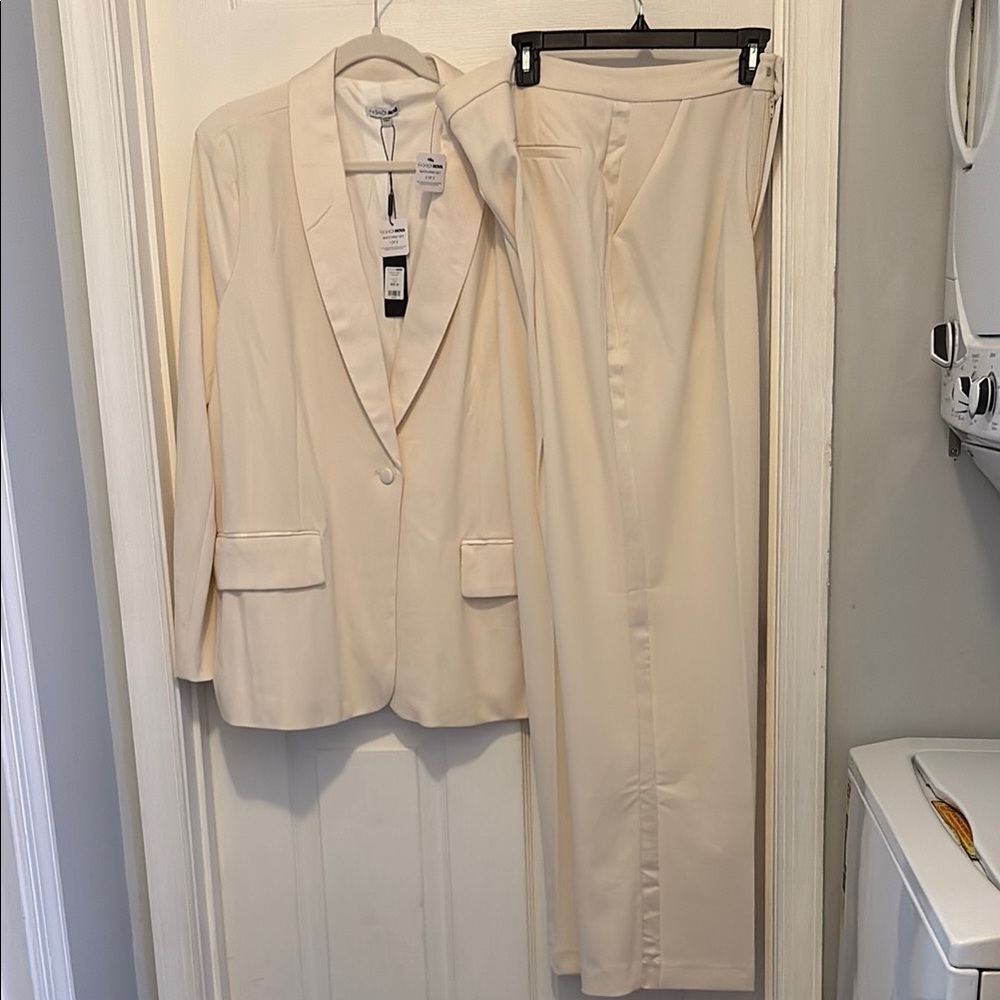 Fashion Nova Ivory Blazer and Pants Set